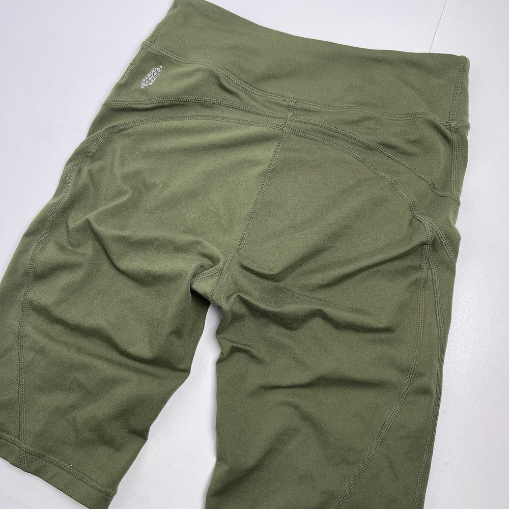 Free People Movement XS Green Olive Good Karma Bike Biker Shorts Logo